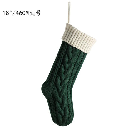 18” Knitted Christmas Stocking – Cozy Holiday Gift Bag for Fireplace, Christmas Tree & Home Decor