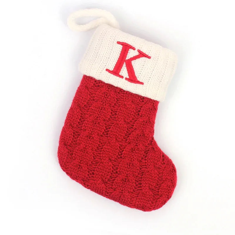 Cozy Knit Christmas Stocking – Mini Alphabet Hanging Boot Ornament