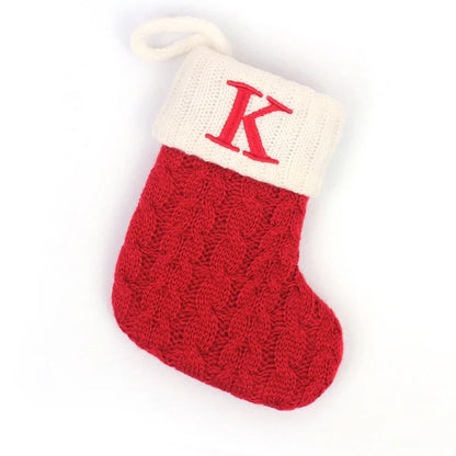 Cozy Knit Christmas Stocking – Mini Alphabet Hanging Boot Ornament