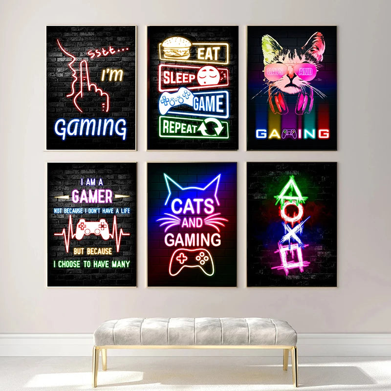 Gaming Controller Poster Modern Canvas Painting for Wall Art