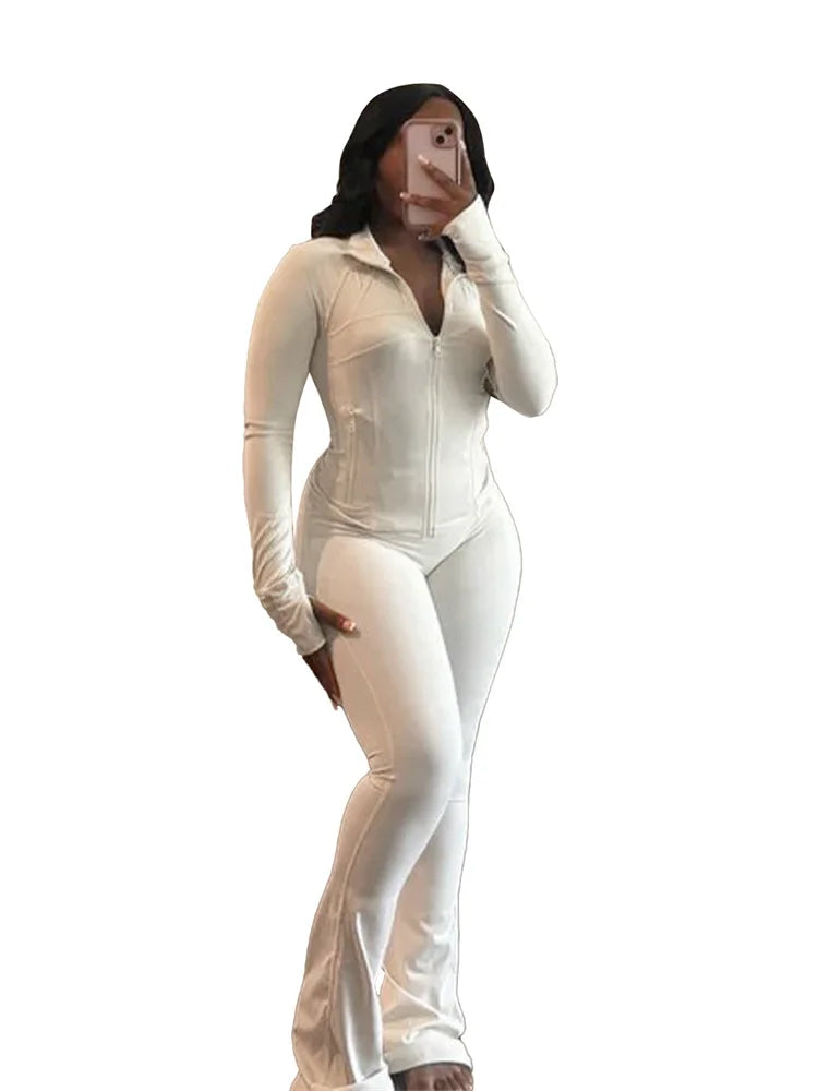 Chic & Sporty Y2K Tracksuit – Zip-Up Crop Top & High-Waist Joggers Set