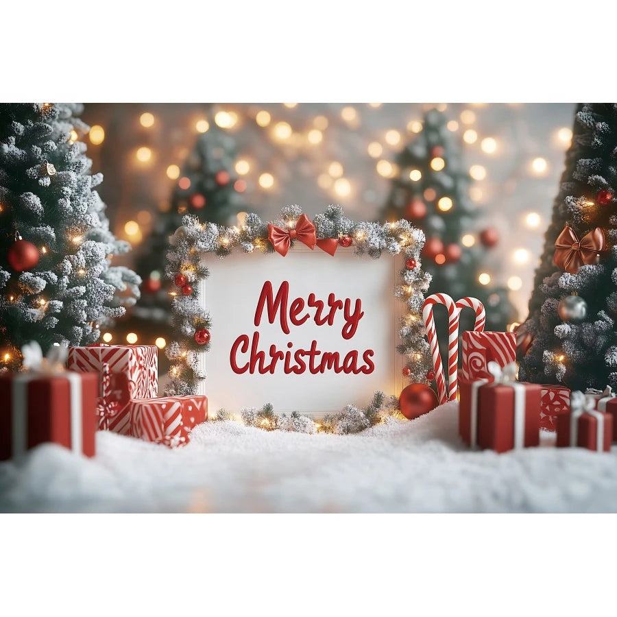Holiday Arch Christmas Photography Backdrop – Red & Gold Festive Scene