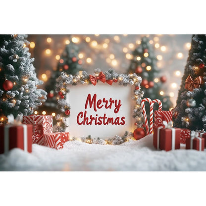 Holiday Arch Christmas Photography Backdrop – Red & Gold Festive Scene