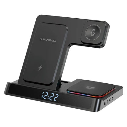 4-in-1 Foldable Wireless Charger Stand – Fast Charging Dock for iPhone 15/14/13/12, Apple Watch & AirPods