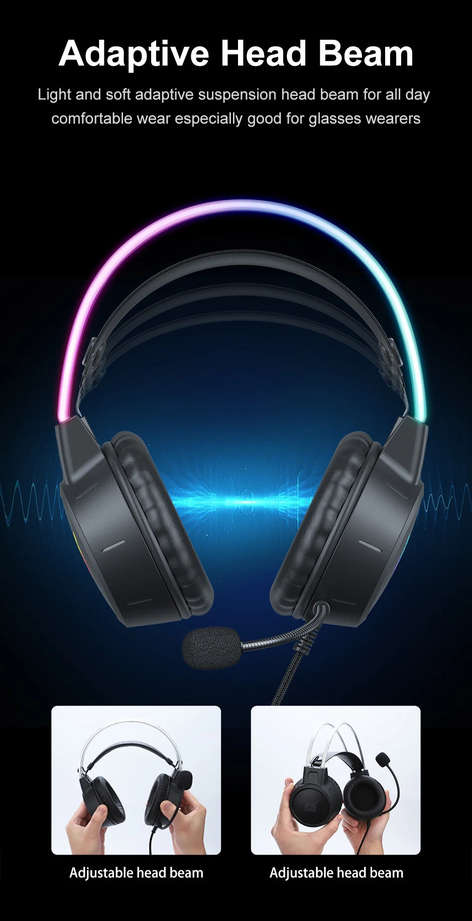 ONIKUMA X15 Pro RGB Gaming Headset – Surround Sound, Mic, & LED Lights for Immersive Play
