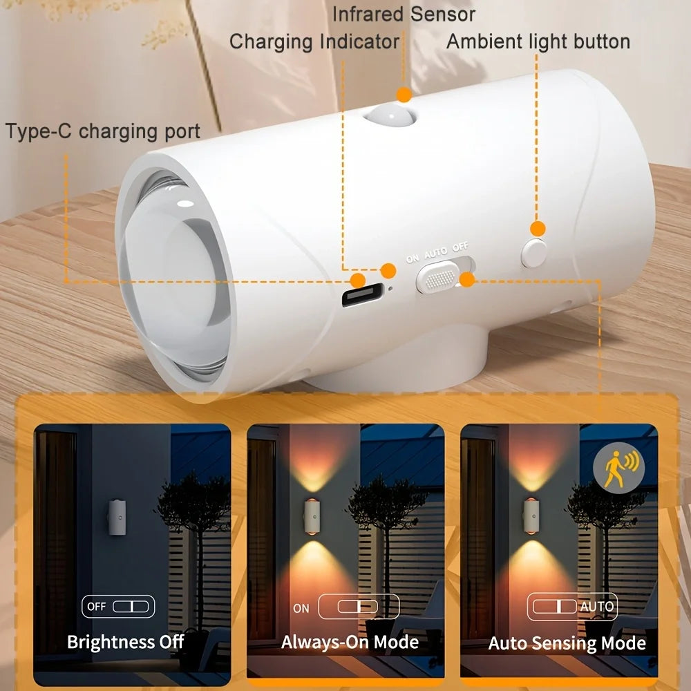 Smart Motion-Sensing LED Night Light – Rechargeable RGB Gradient & Magnetic Ambient Lamp for Home