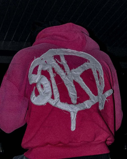 Urban Chaos Y2K Tracksuit – Hot Pink & Black Graphic Streetwear Set