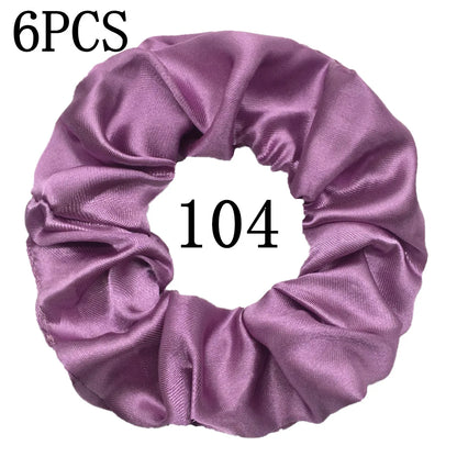6-Pack Luxury Satin Scrunchies — Soft Silk-Like Hair Ties for Everyday Beauty & Self-Care