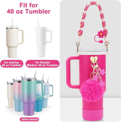 ✨ Ultimate Stanley Cup Accessory Kit – Handle Strap, Protective Boot & Cute Charms for 40oz Tumblers! ✨