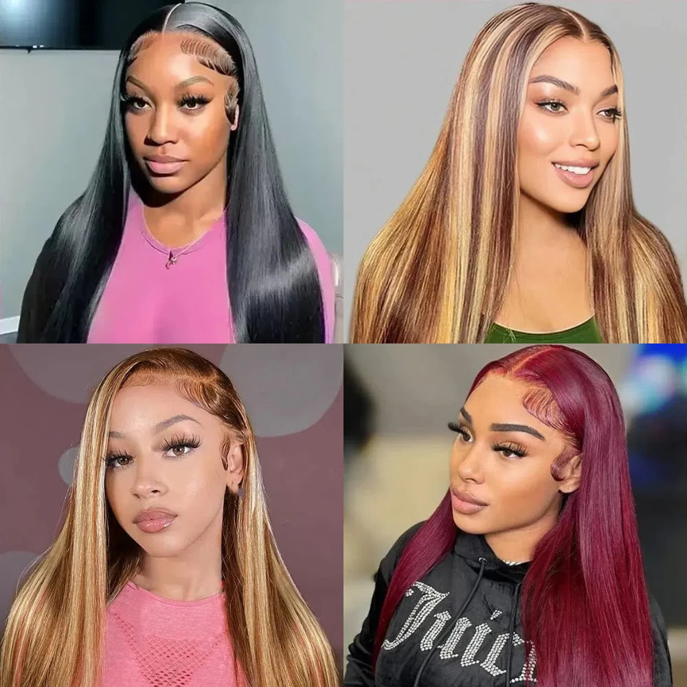 ✨ Luxury HD Transparent Bone Straight Lace Frontal Wig – Glueless, 200% Density, Wear & Go! ✨