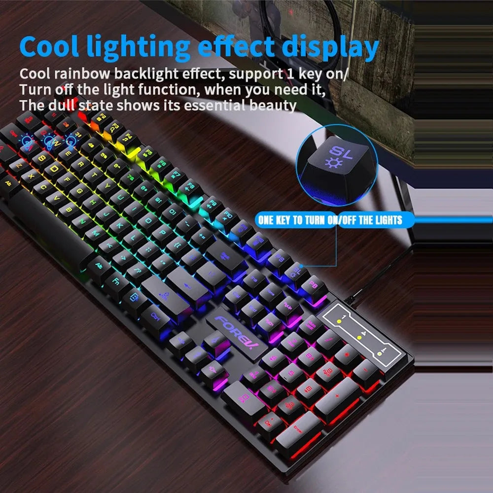 RGB Backlit Mechanical Gaming Keyboard & Mouse Set – Waterproof, Ultra-Responsive, and Built for Gamers & Workstations