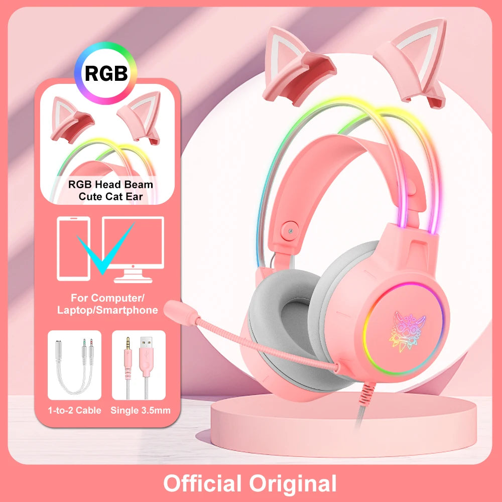 🎧 GalaxyGlow RGB Gaming Headset – LED Mic Headphones for PS5, Xbox, PC