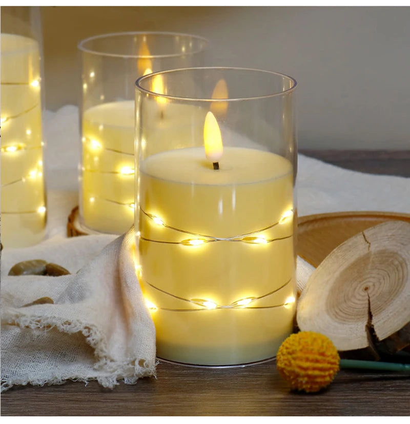 Autumn Glow Flameless LED Candle Set – Star String Lights for Cozy Fall Nights & Festive Décor