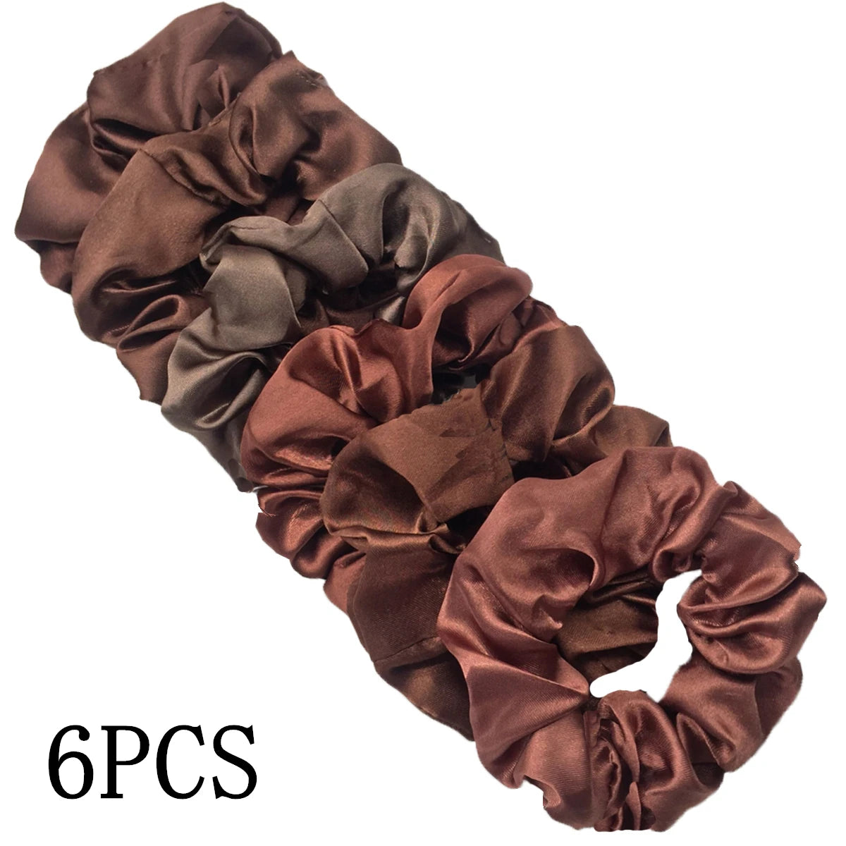 6-Pack Luxury Satin Scrunchies — Soft Silk-Like Hair Ties for Everyday Beauty & Self-Care