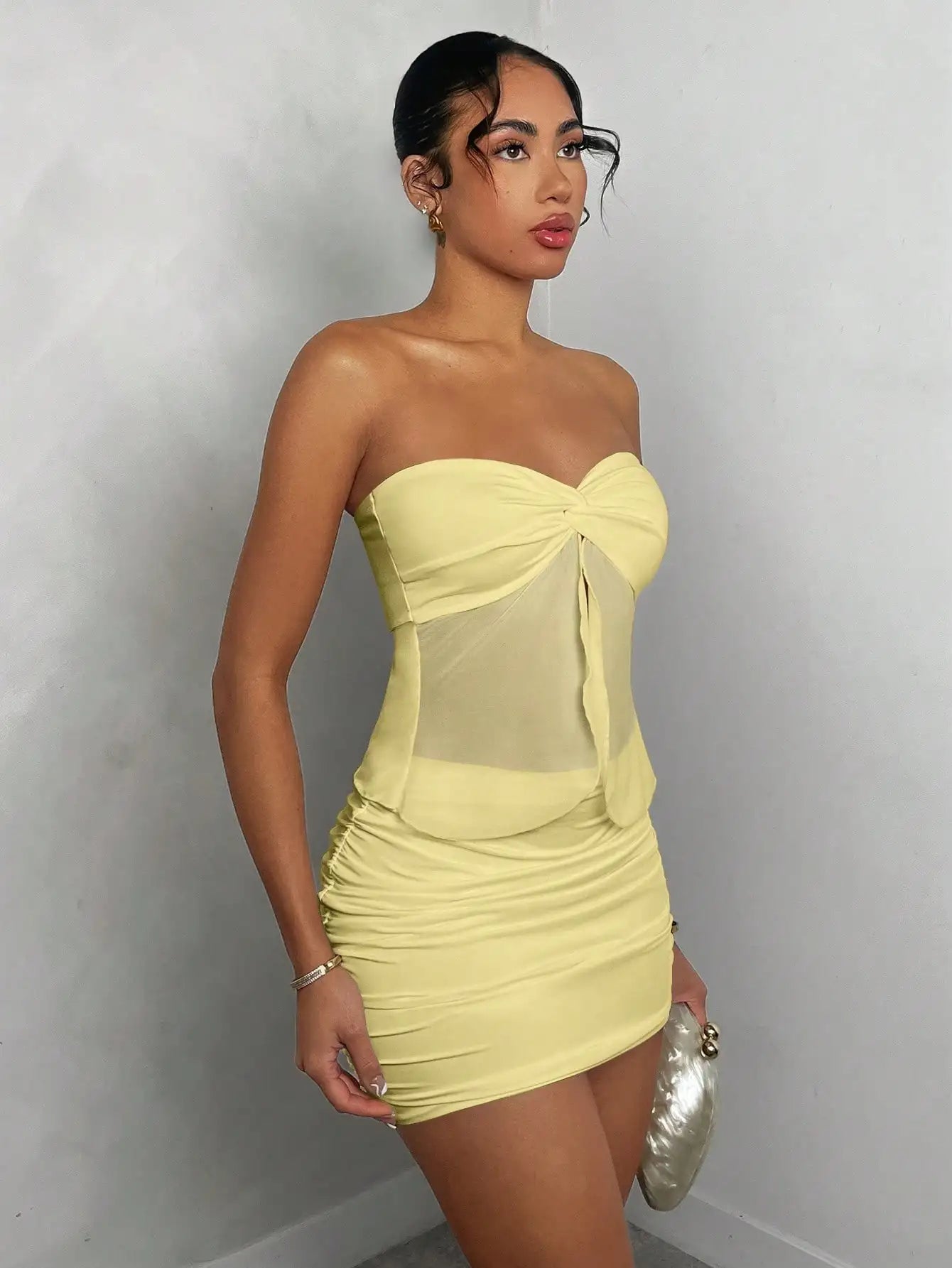 The Golden Hour Set – Bandeau Top & Ruched Mini Skirt