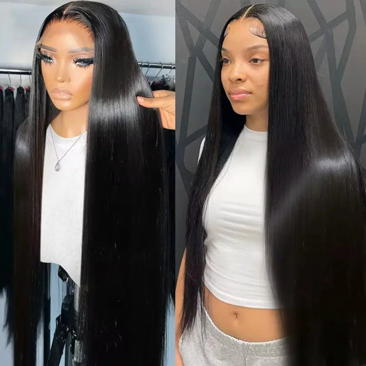 ✨ Luxury HD Transparent Bone Straight Lace Frontal Wig – Glueless, 200% Density, Wear & Go! ✨