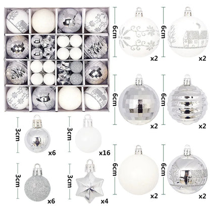 44-Piece Christmas Ornament Set – 6cm Shatterproof Balls in Premium Holiday Color Themes