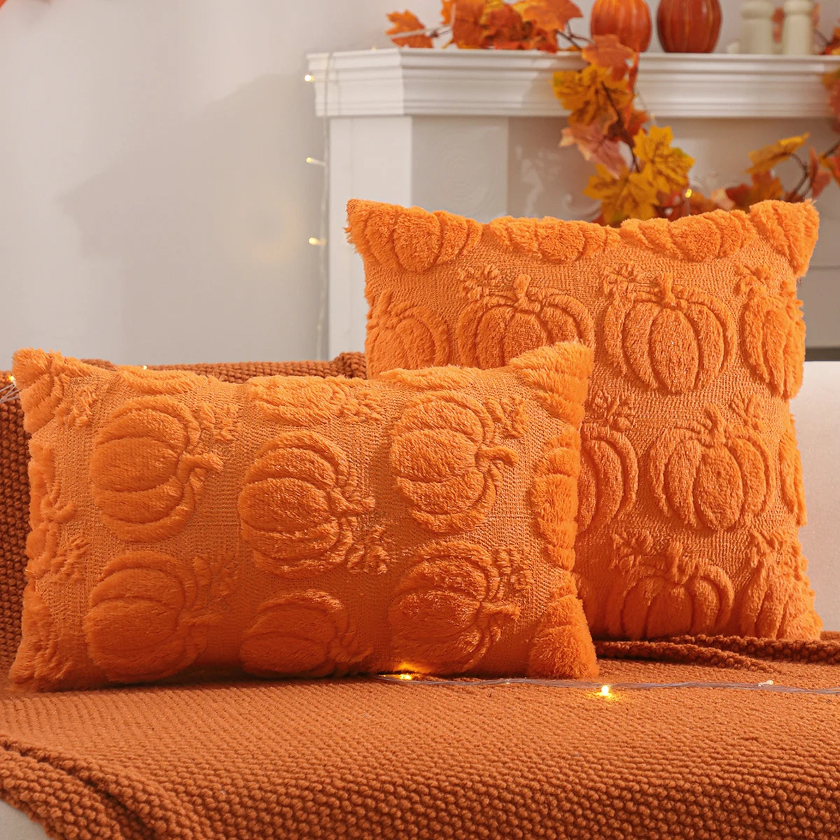 Pumpkin Glow Plush Pillow Cover – Autumn Harvest Edition