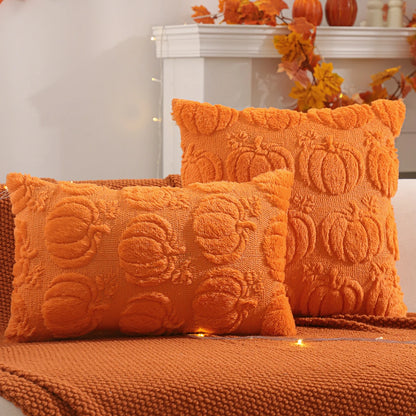 Pumpkin Glow Plush Pillow Cover – Autumn Harvest Edition