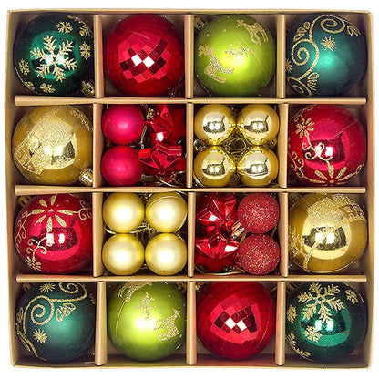 44-Piece Christmas Ornament Set – 6cm Shatterproof Balls in Premium Holiday Color Themes