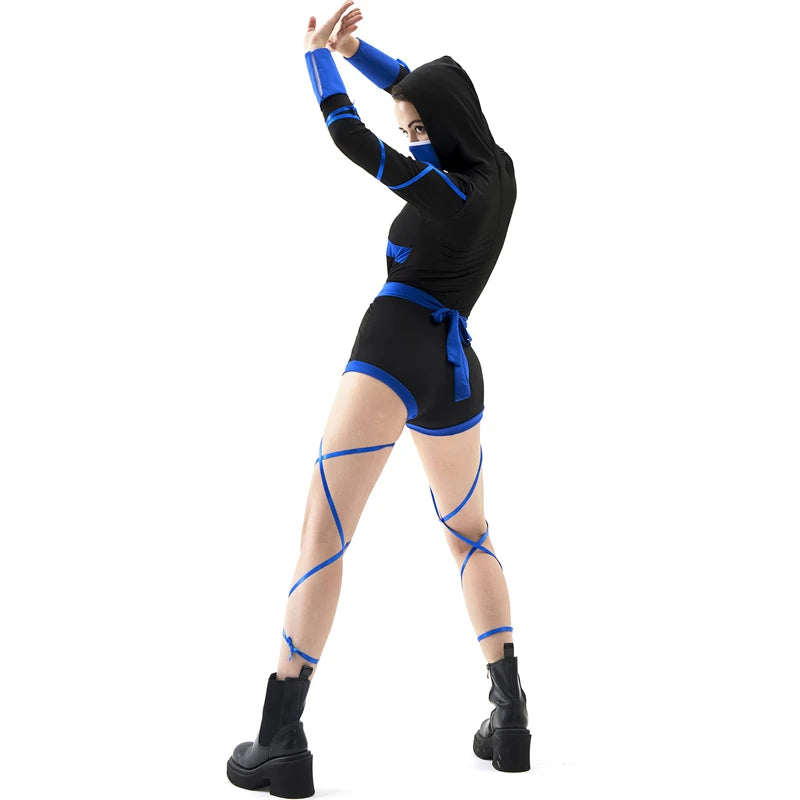 Shadow Slayer Ninja Set – Sexy Red or Blue Cosplay Jumpsuit with Belt Detail