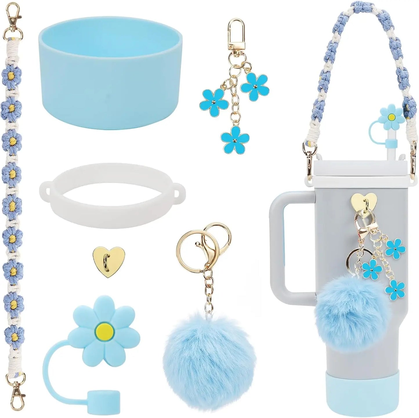 ✨ Ultimate Stanley Cup Accessory Kit – Handle Strap, Protective Boot & Cute Charms for 40oz Tumblers! ✨