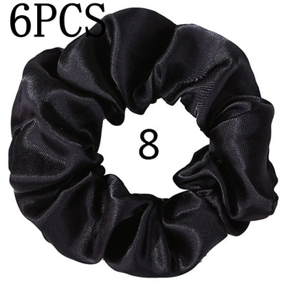 6-Pack Luxury Satin Scrunchies — Soft Silk-Like Hair Ties for Everyday Beauty & Self-Care