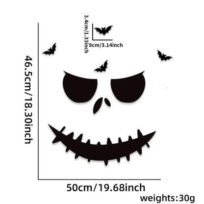 Haunted Shadows Halloween Door & Window Stickers – Skeleton, Witch, Pumpkin, and Ghost DIY Wall Decals for Spooky Home Decor