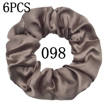 6-Pack Luxury Satin Scrunchies — Soft Silk-Like Hair Ties for Everyday Beauty & Self-Care