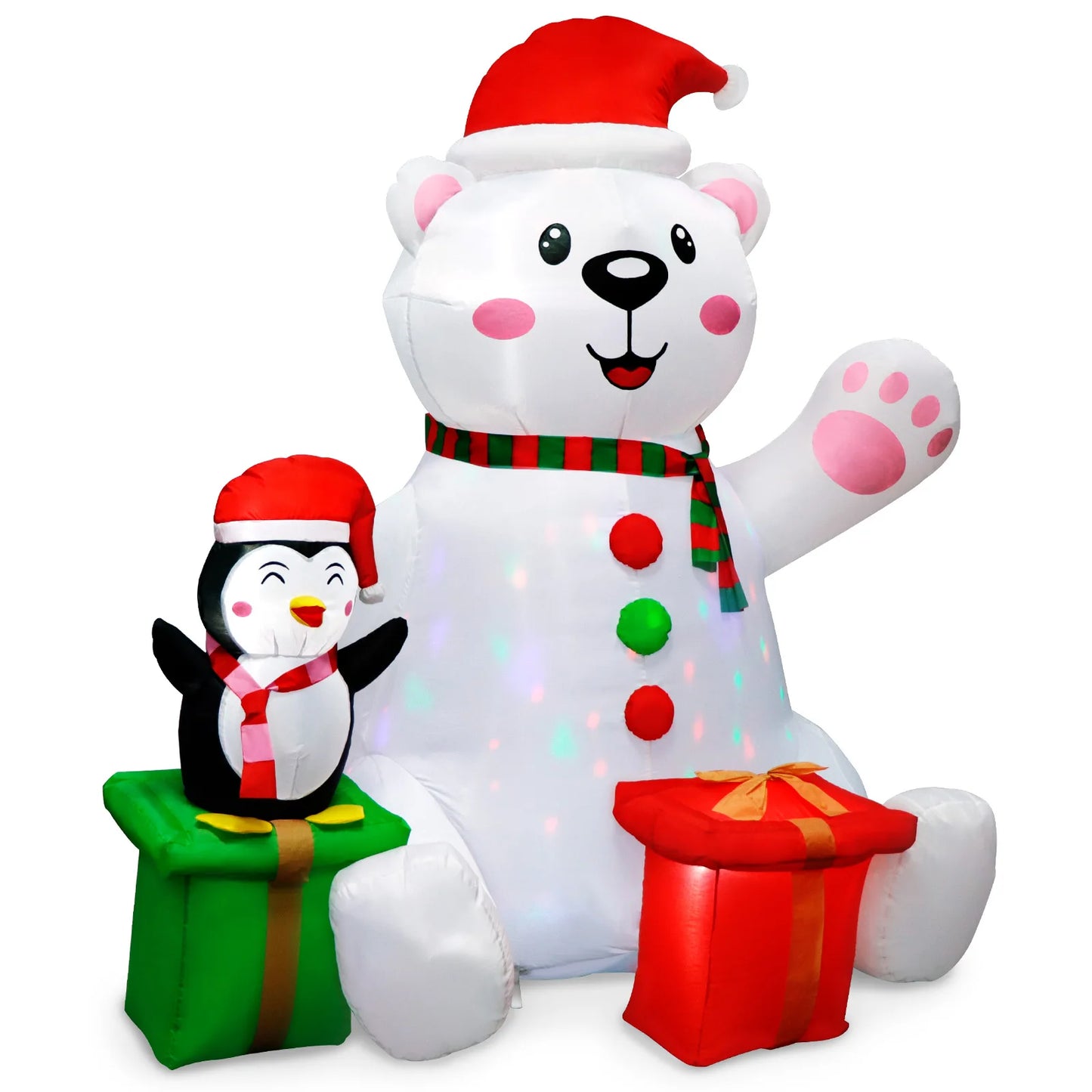 6FT Polar Bear & Penguin Christmas Inflatable – LED Light-Up Outdoor Holiday Blow-Up Decoration (US/UK/EU Plug)