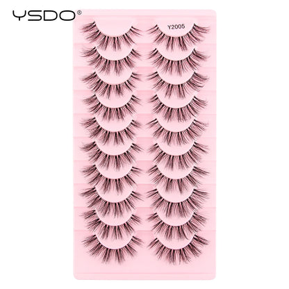 YSDO Half Lash Collection – 3 or 10 Pairs Natural Cat Eye 3D Faux Mink Lashes (Lightweight, Reusable, Soft Glam Finish)