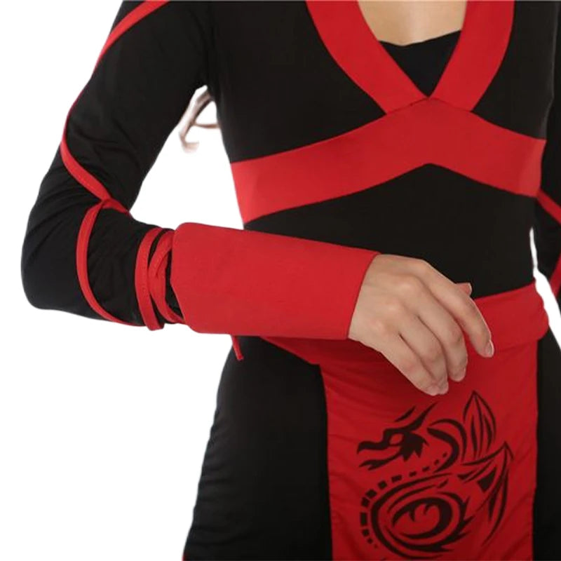 Shadow Slayer Ninja Set – Sexy Red or Blue Cosplay Jumpsuit with Belt Detail