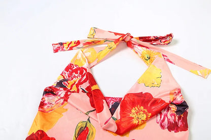 Tropical Bloom Halter Skirt Set