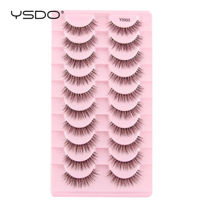 YSDO Half Lash Collection – 3 or 10 Pairs Natural Cat Eye 3D Faux Mink Lashes (Lightweight, Reusable, Soft Glam Finish)