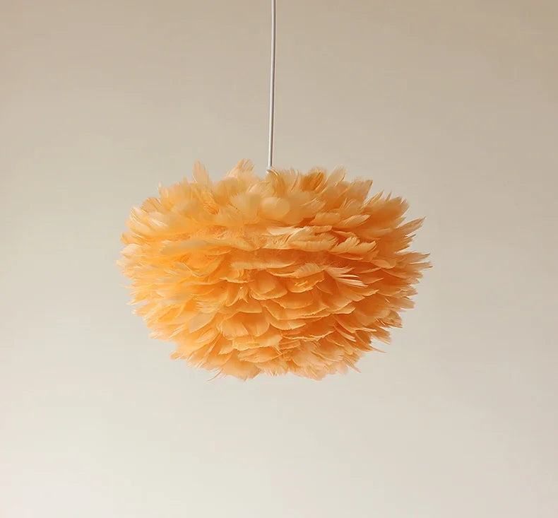 Autumn Aura Feather Chandelier – Nordic Pinecone Glow for Cozy Bedrooms & Chic Dining Spaces