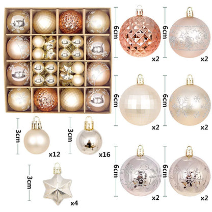 44-Piece Christmas Ornament Set – 6cm Shatterproof Balls in Premium Holiday Color Themes
