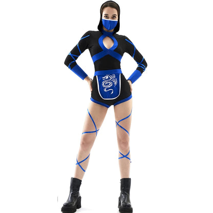 Shadow Slayer Ninja Set – Sexy Red or Blue Cosplay Jumpsuit with Belt Detail