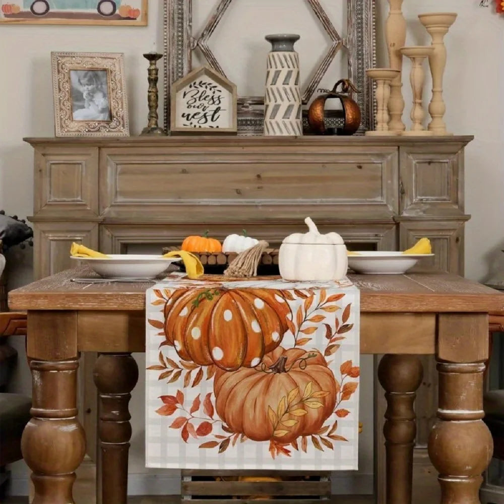 Harvest Polka Dot Pumpkin Table Runner