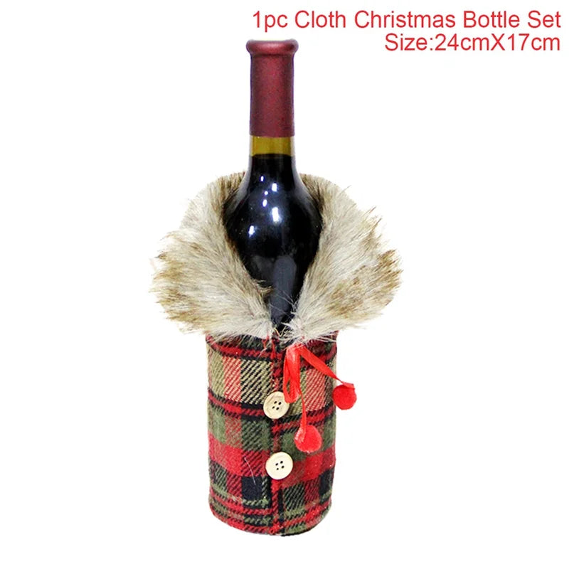 Christmas Wine Bottle Cover – Holiday Table Decor & Gift Wrap Sleeve
