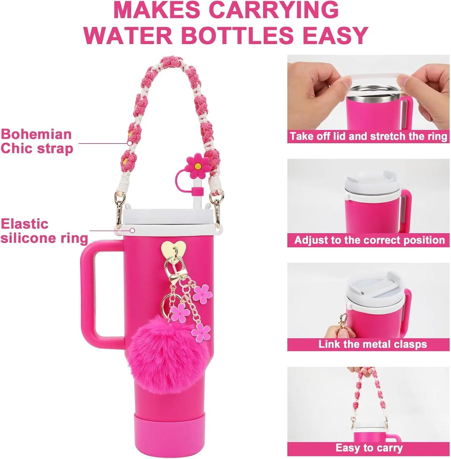 ✨ Ultimate Stanley Cup Accessory Kit – Handle Strap, Protective Boot & Cute Charms for 40oz Tumblers! ✨