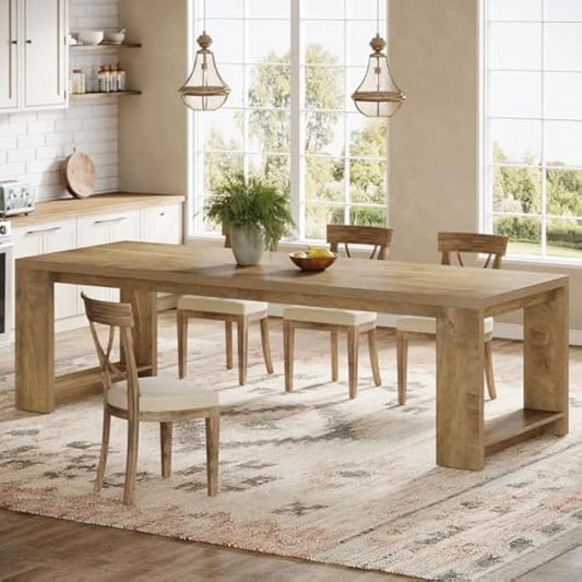 Harvest Luxe Long Dining Table – Modern Pedestal Elegance (Seats 6–8)