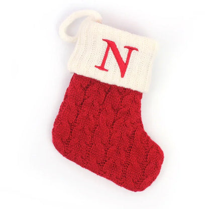 Cozy Knit Christmas Stocking – Mini Alphabet Hanging Boot Ornament