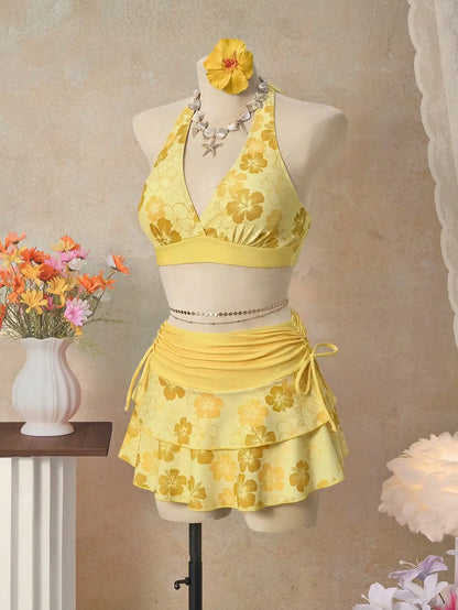 The Positano Bloom Set – Floral 3-Piece Swim Collection