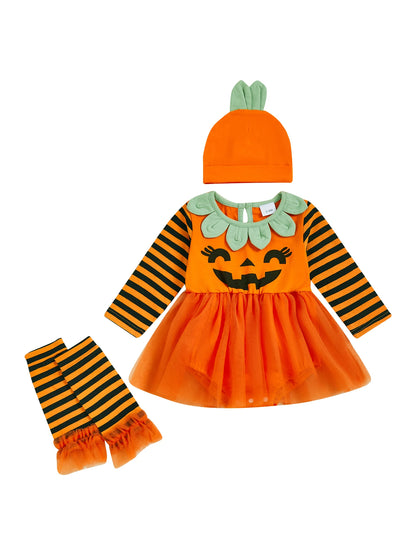 Pumpkin Baby Romper Set – Long Sleeve Halloween Outfit (0–18M)