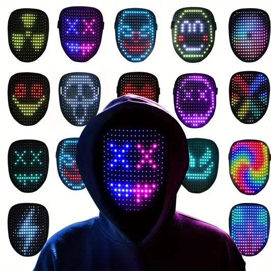 ✨ Cyber Glow LED Mask – Motion Sensing Light-Up Face Transform Mask for Halloween & Parties