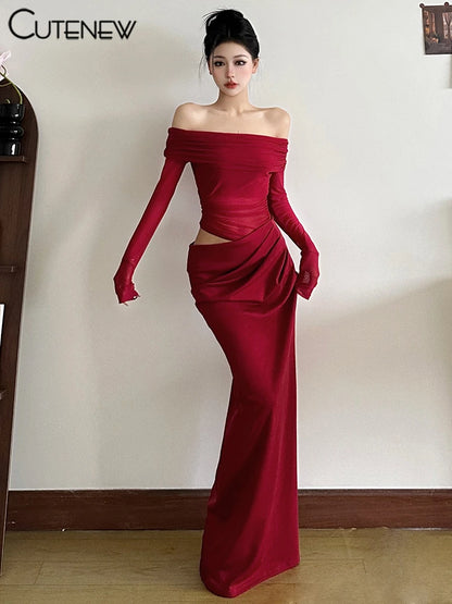 Midnight Muse Mesh Maxi – Off Shoulder Bodycon Party Dress