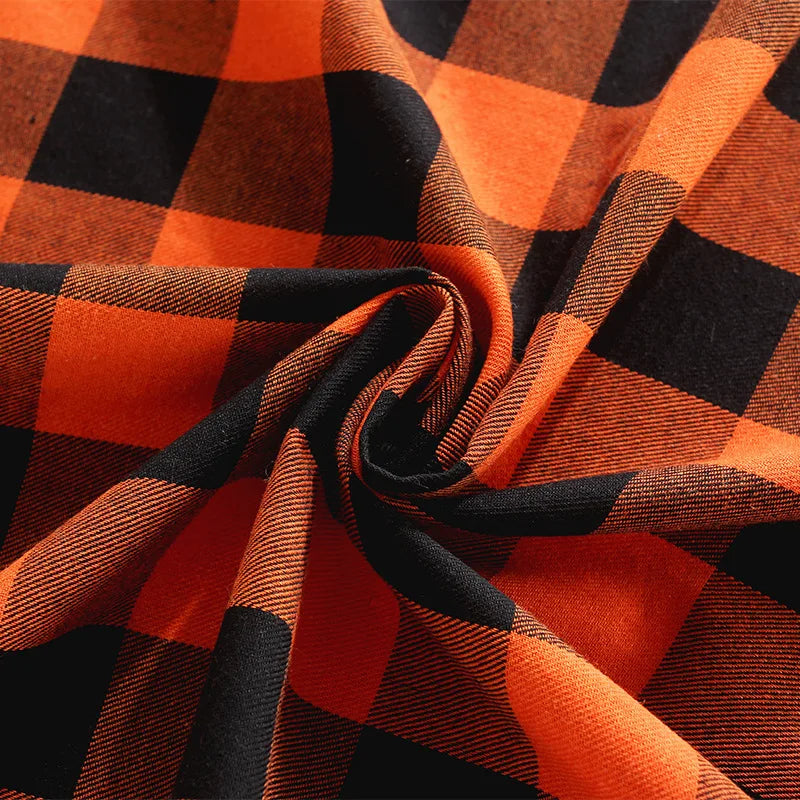 Midnight Harvest Checkered Tablecloth – Spooky Chic Halloween & Autumn Dining Décor