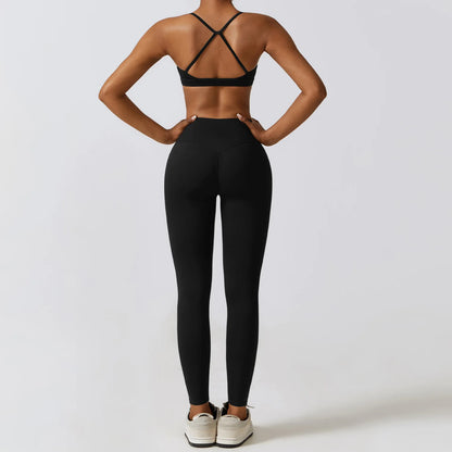 Flex & Flow Seamless Yoga Set: Long Sleeve Crop Top + High-Waist Leggings