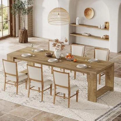 Harvest Luxe Long Dining Table – Modern Pedestal Elegance (Seats 6–8)
