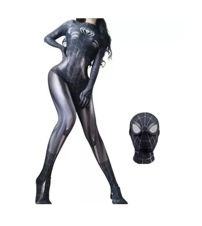 MJ Black & Red Spider Suit – Women’s Sexy Superhero Cosplay Jumpsuit (With Mask Option)